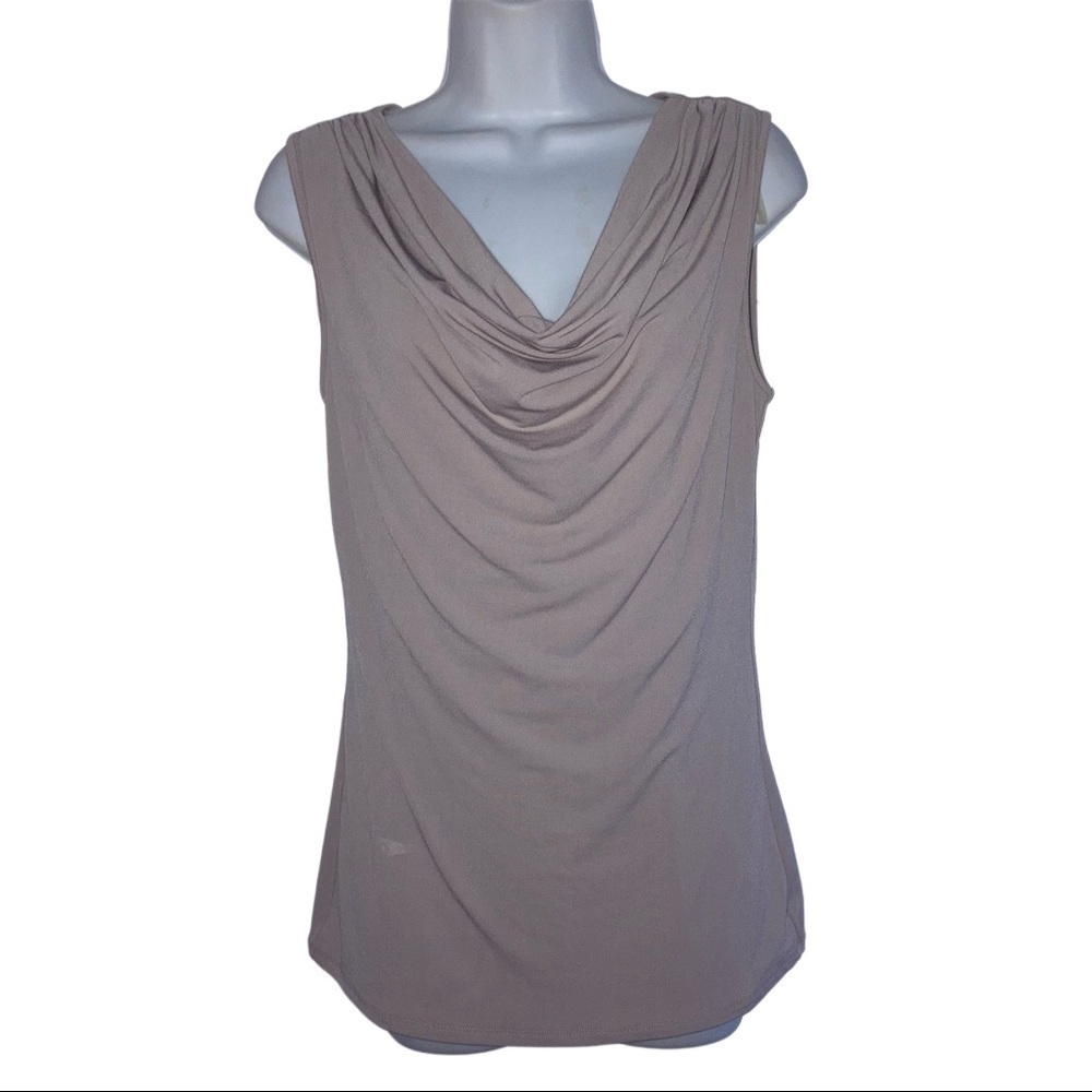 Carmen Marc Valvo Stretch Drape Front Sleeveless Gray Top S* - Picture 1 of 5